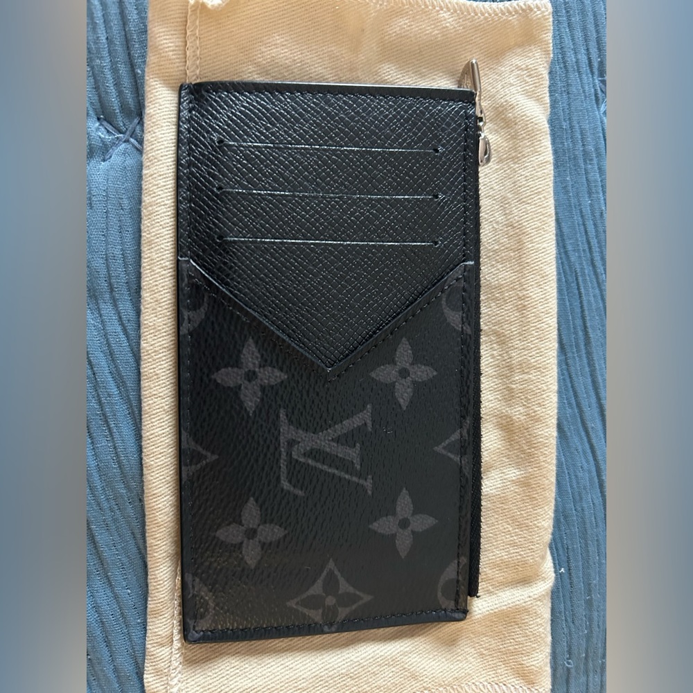 Auth Louis Vuitton Coin Case Monogram Eclipse Coin Card Holder